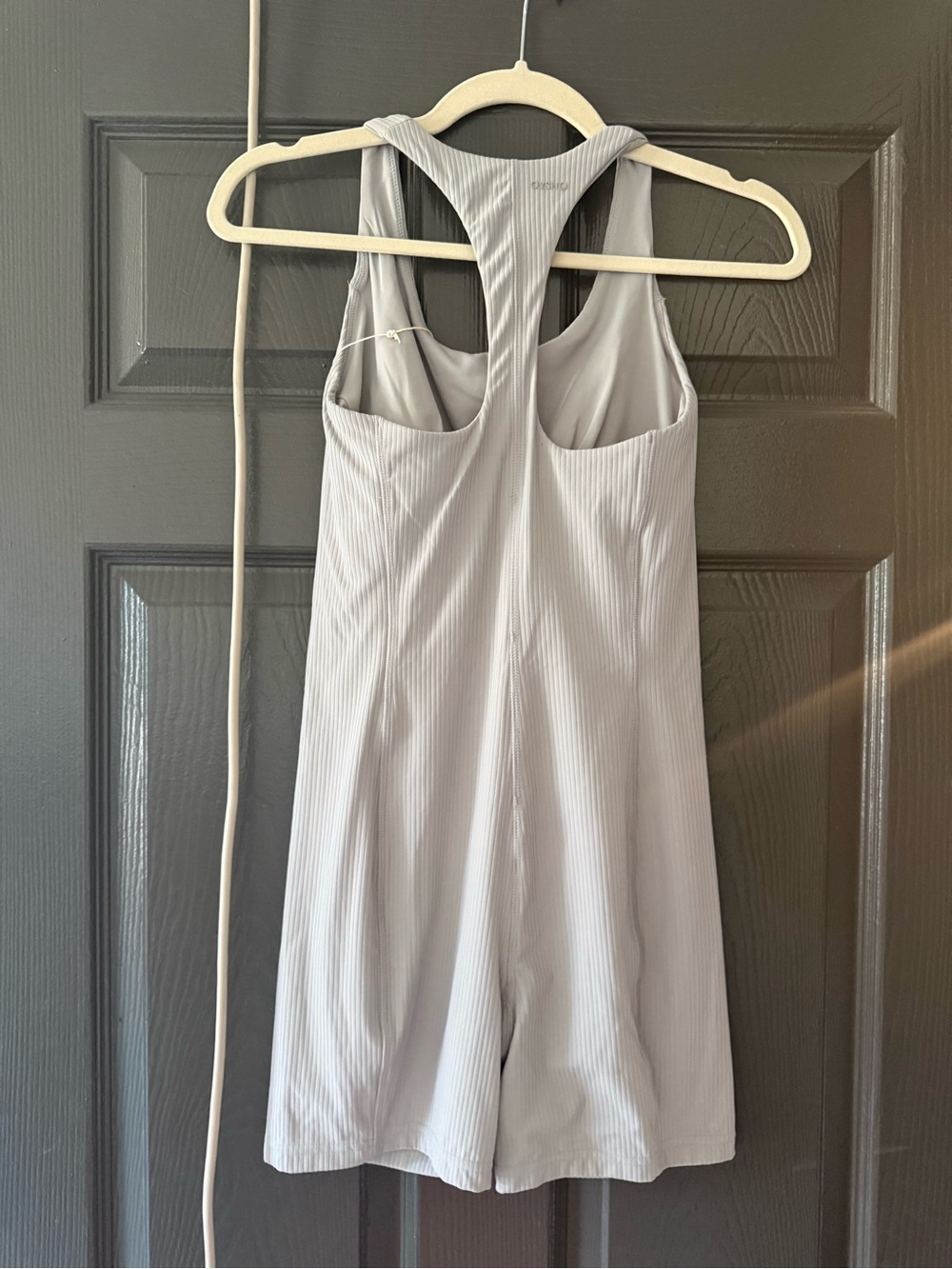 Grey Ribbed Racerback Romper Jumpsuit - Picture 2 of 6